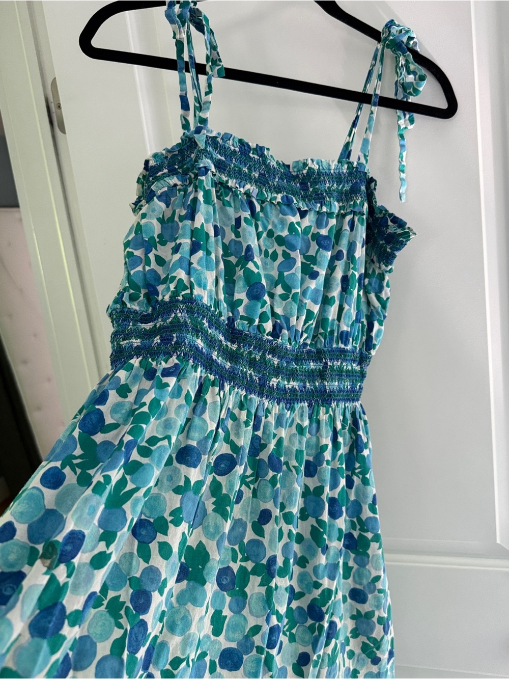 J Crew Blue & Teal Floral Smocked Sundress